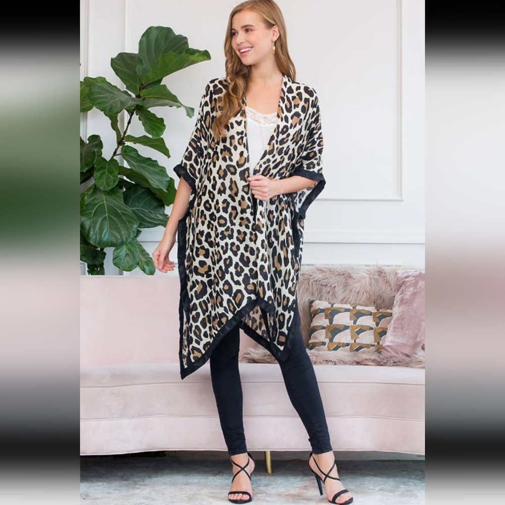 New Animal Print Kimono, beach cover-up. Great piece to add to your wardrobe.